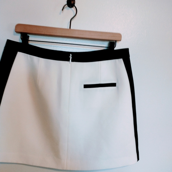 BCBGmaxazria mini skirt with white and black color blocking.  Lined. Size medium - Picture 5 of 6